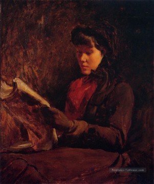 Fille lecture portrait Frank Duveneck Peinture à l'huile